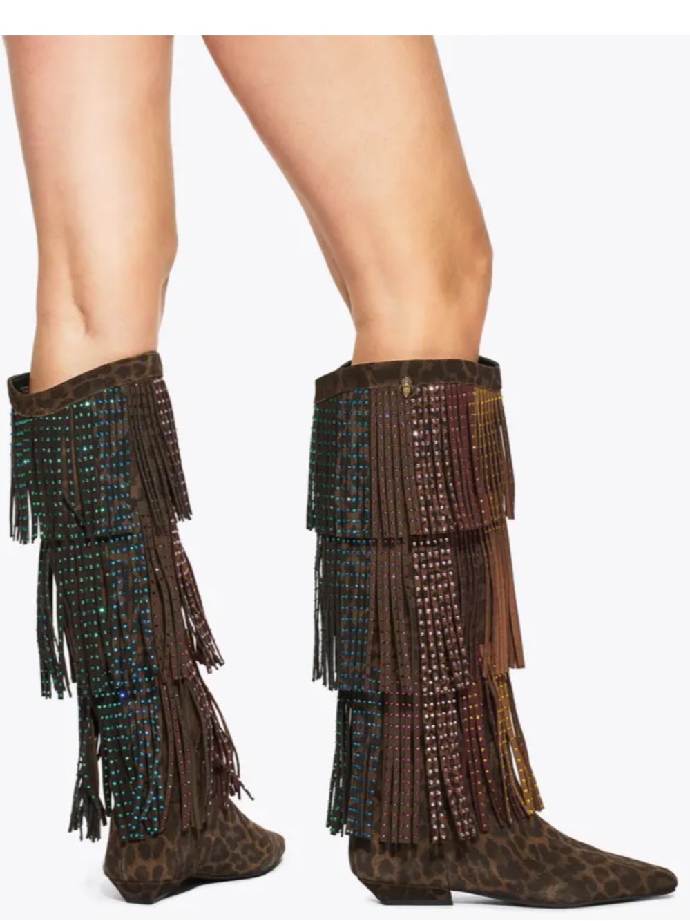 Kurt Geiger London Western Fringe Boot with Multicolor Stud NEW Size 38